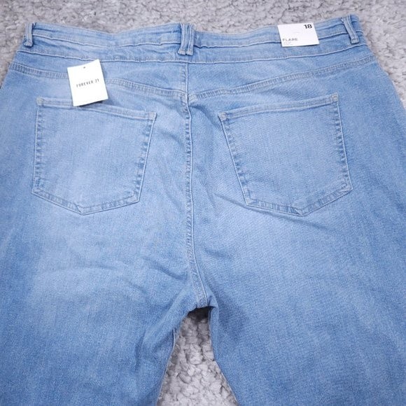 Forever 21 High Rise Slim Fit Flare Jeans Women's Plus Size 18 Light Wash Y2K - Picture 3 of 11